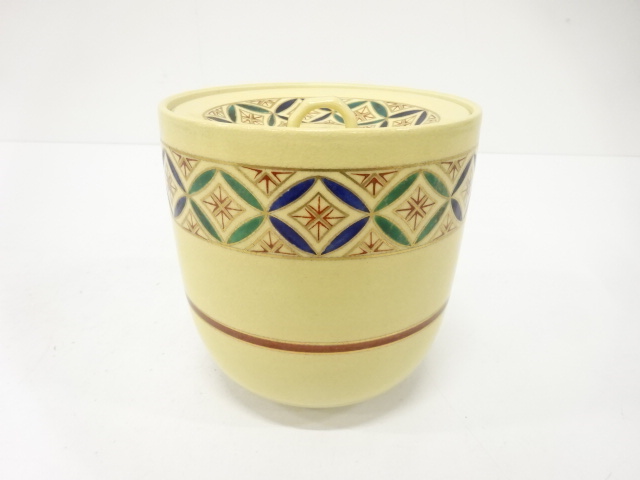 金彩色絵　七宝　水指